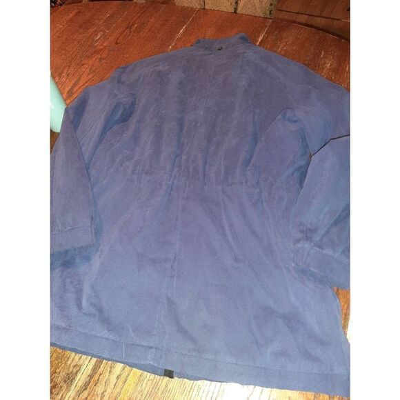 Large London Fog Blue Long Sleeve Front Zip Jacket Coat Drawstring Waist No Hood - Picture 5 of 7
